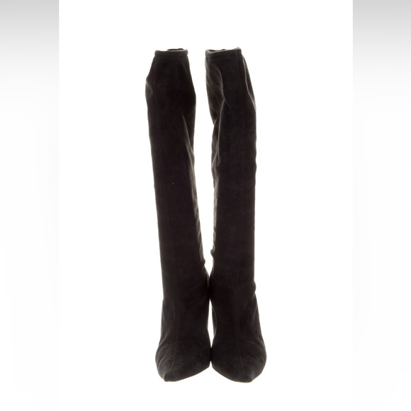 Jimmy Choo Black Suede Stretch Knee-High Boots IT 41 - Picture 5 of 7